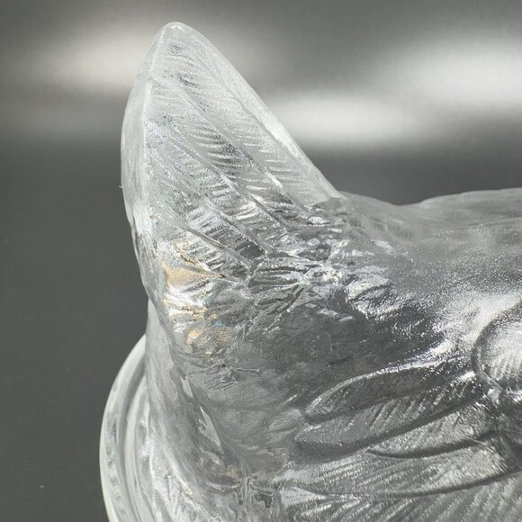 French Clear Hen On Nest Clear Glass Covered Dish Made In France Farmhouse VTG - Picture 13 of 15